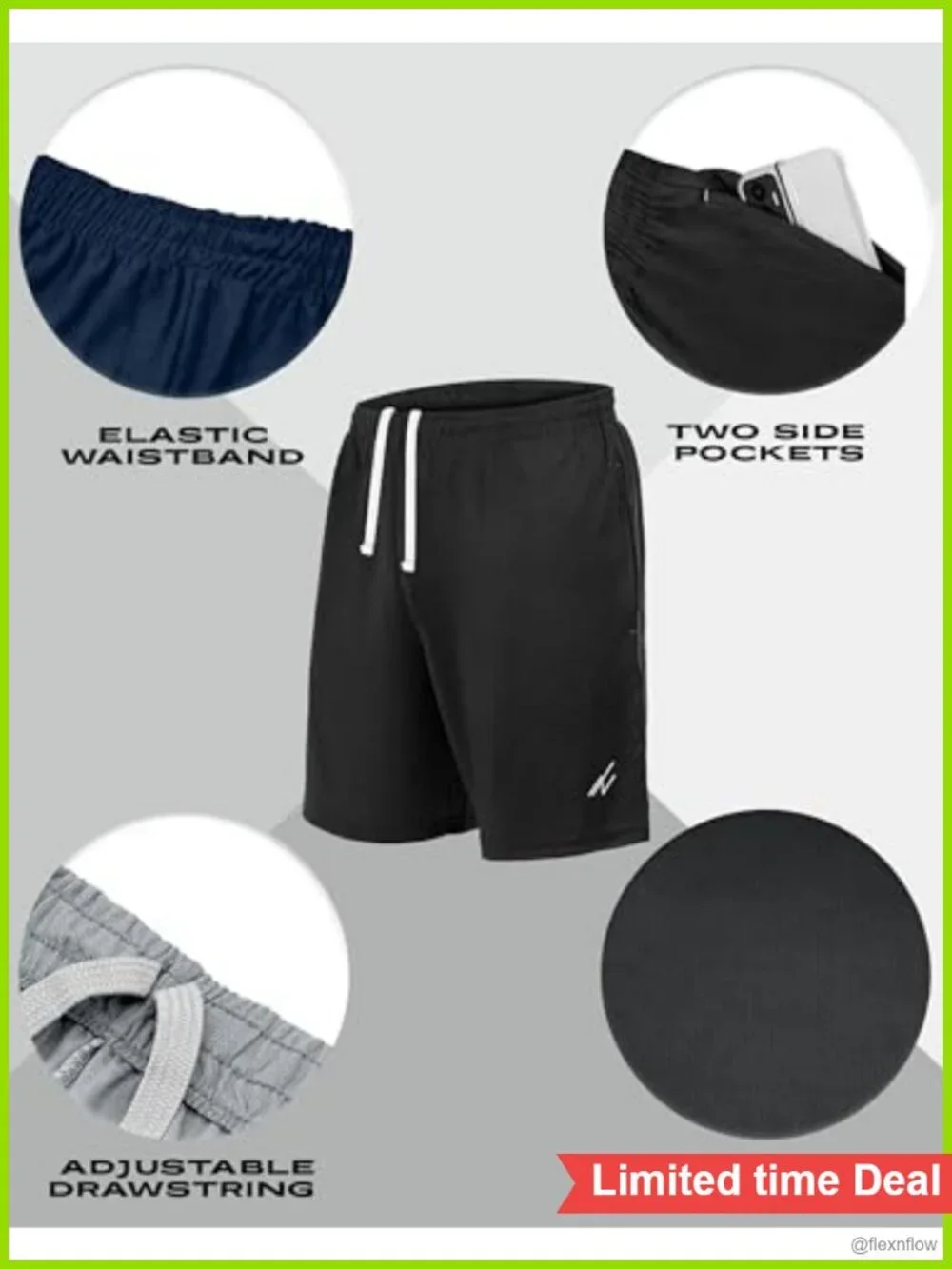 5 Pack Men's Athletic Shorts with Pockets, Quick Dry Running Shorts,